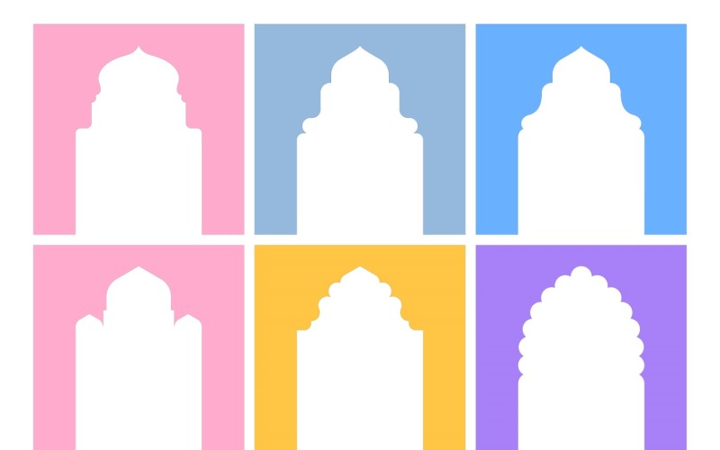 Islamic Arch Design Glyph Inverted Set 6 - 8