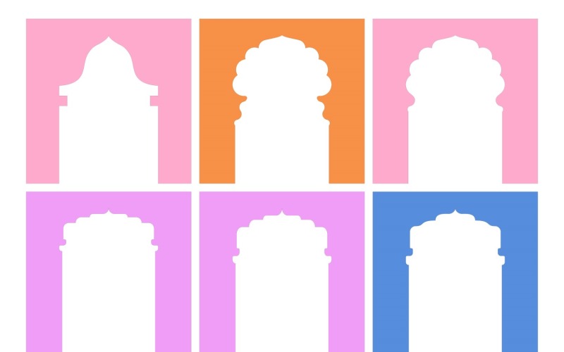Islamic Arch Design Glyph Inverted Set 6 - 9
