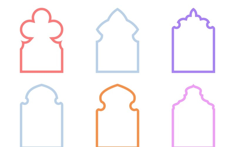 Islamic Arch Design Bold Line Set 6 - 12