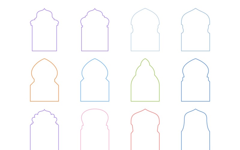 Set di linee sottili con design ad arco islamico 12 - 11