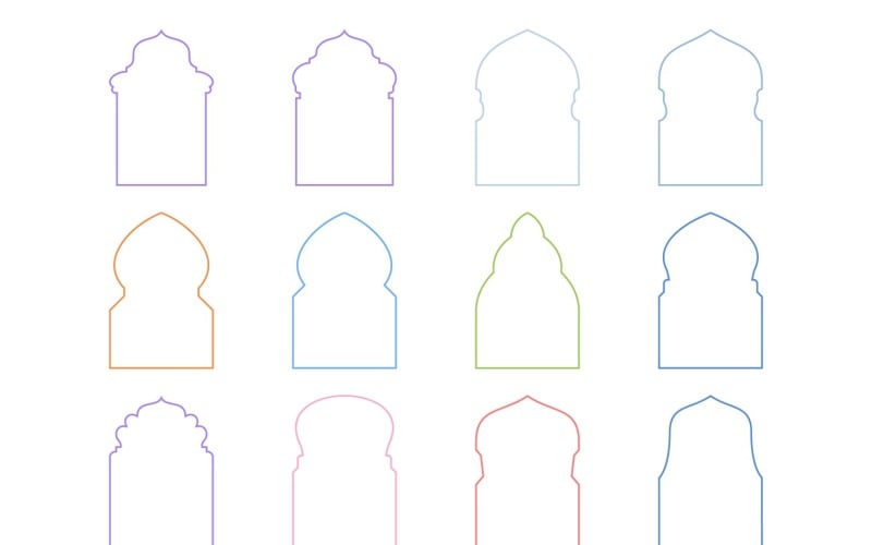 Islamic Arch Design Thin Line Set 12 - 11
