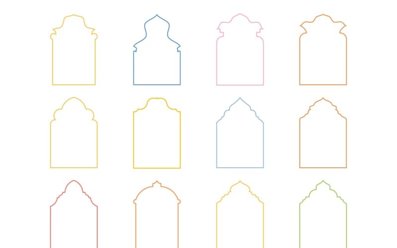 Islamic Arch Design Thin Line Set 12 - 12