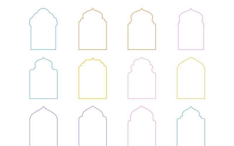 Islamic Arch Design Thin Line Set 12 - 7