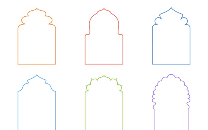 Islamic Arch Design Thin Line Set 6 - 10