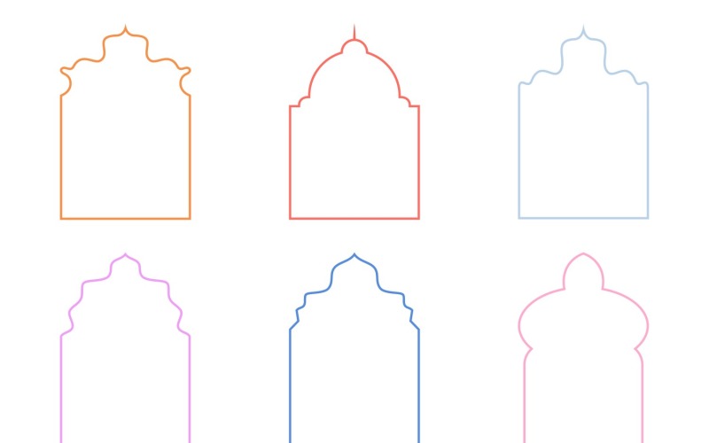 Set di linee sottili con design ad arco islamico 6 - 11
