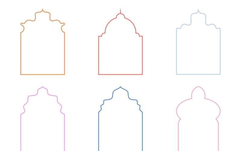 Islamic Arch Design Thin Line Set 6 - 11
