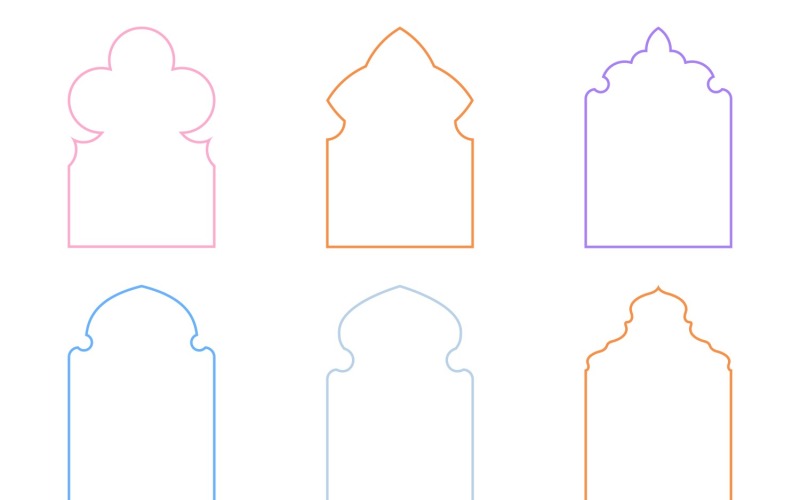 Islamic Arch Design Thin Line Set 6 - 12