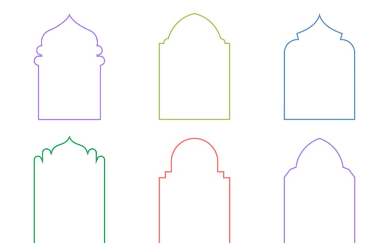Islamic Arch Design Thin Line Set 6 - 13
