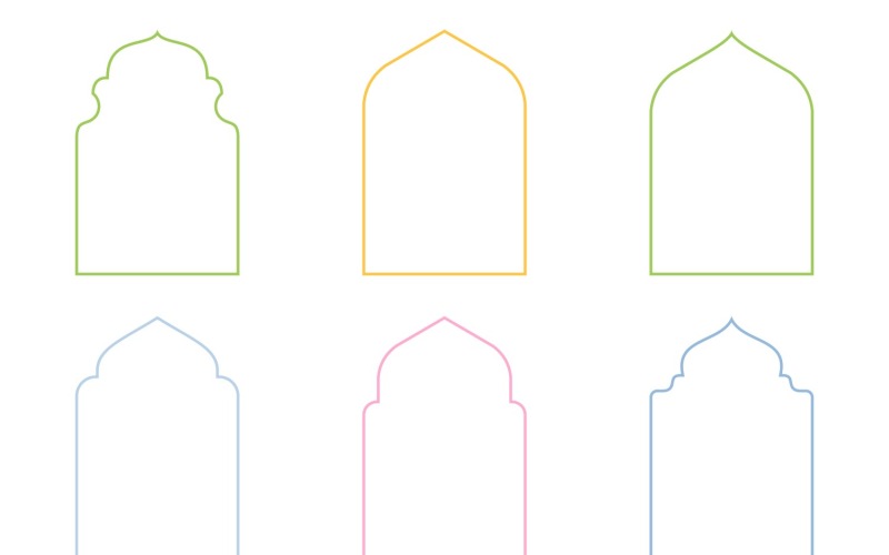 Islamic Arch Design Thin Line Set 6 - 15