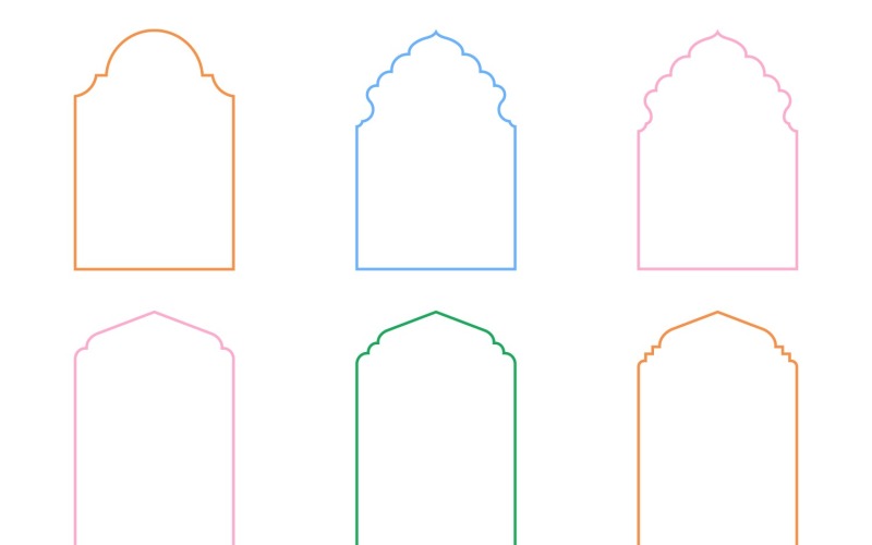 Islamic Arch Design Thin Line Set 6 - 17