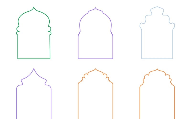 Islamic Arch Design Thin Line Set 6 - 18
