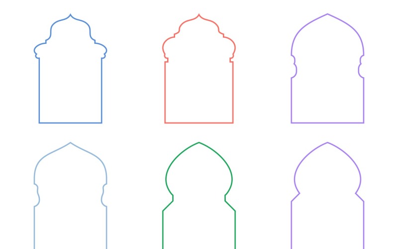 Islamic Arch Design Thin Line Set 6 - 19