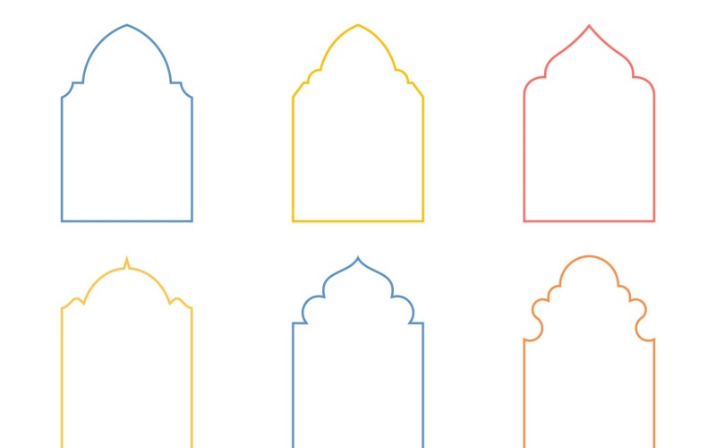 Islamic Arch Design Thin Line Set 6 - 21