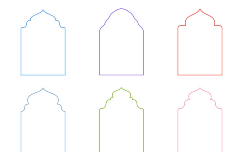 Set di linee sottili con design ad arco islamico 6 - 22