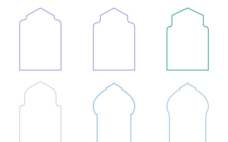 Islamic Arch Design Thin Line Set 6 - 23