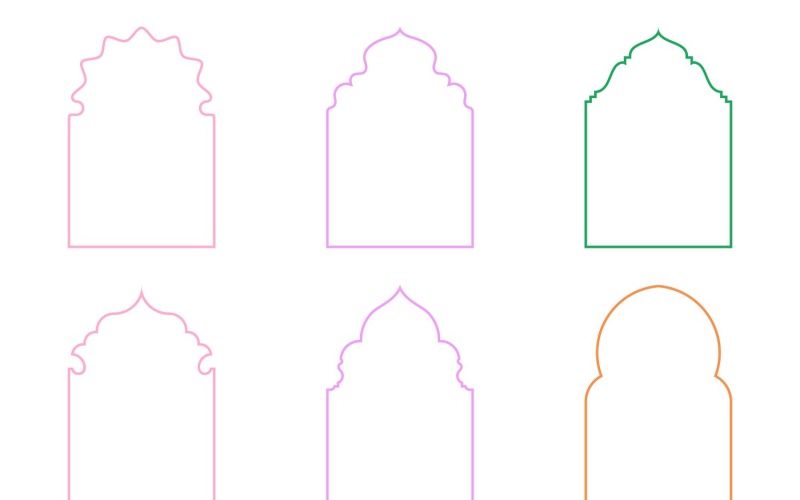Islamisches Bogendesign, dünne Linien, Set 6 – 24