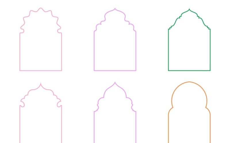 Islamic Arch Design Thin Line Set 6 - 24