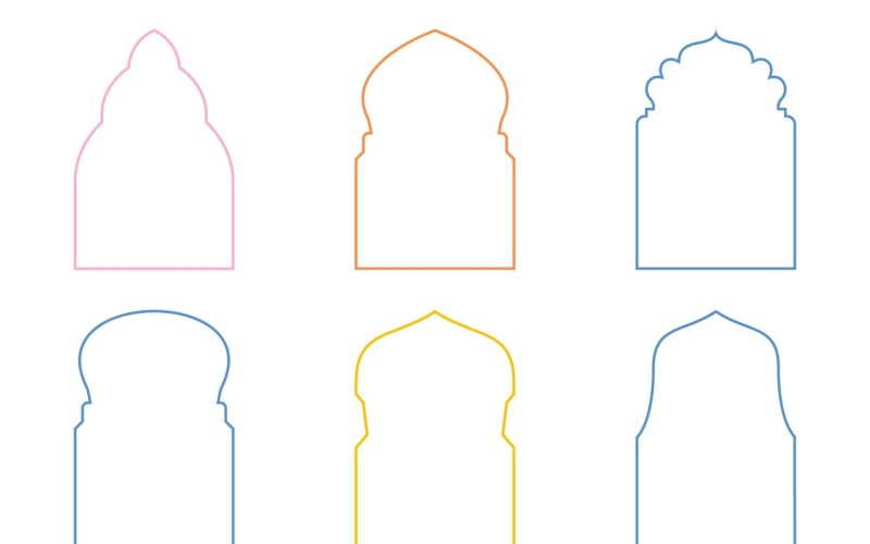 Islamic Arch Design Thin Line Set 6 - 27