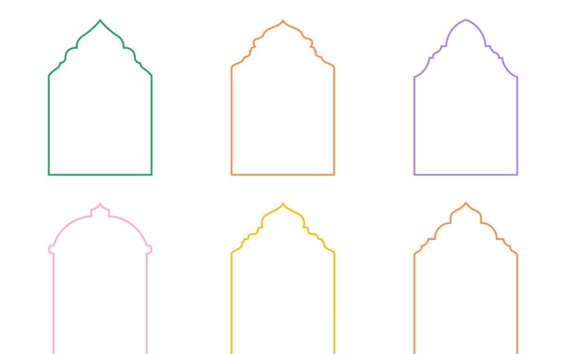 Islamic Arch Design Thin Line Set 6 - 28