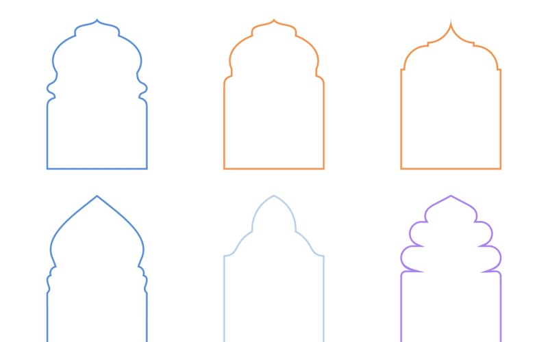 Islamic Arch Design Thin Line Set 6 - 2