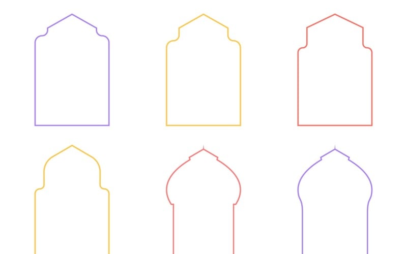 Islamisches Bogendesign, dünne Linien, Set 6 – 32
