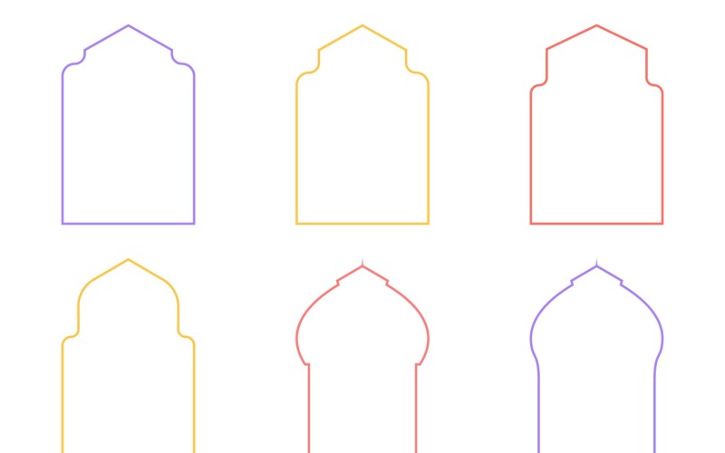Islamic Arch Design Thin Line Set 6 - 32