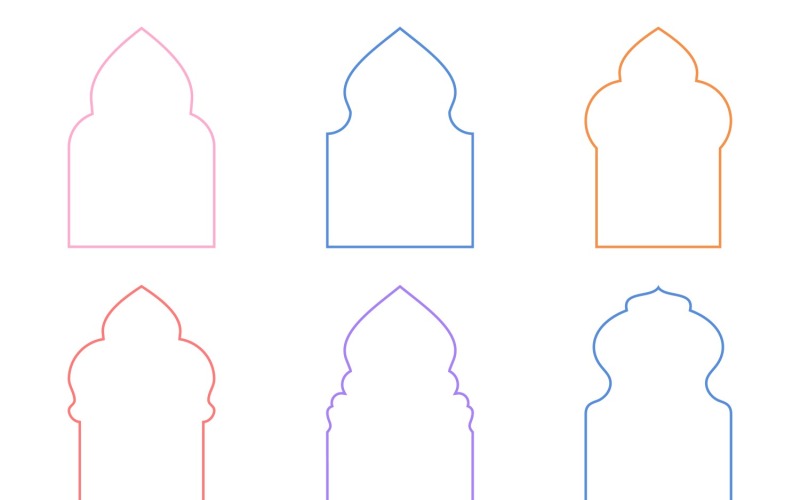 Islamic Arch Design Thin Line Set 6 - 33