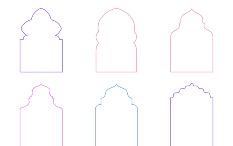 Islamic Arch Design Thin Line Set 6 - 3