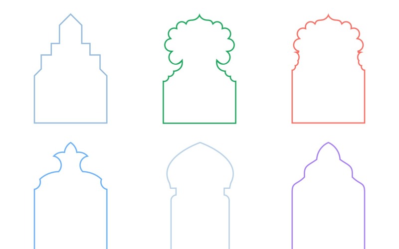 Islamic Arch Design Thin Line Set 6 - 4