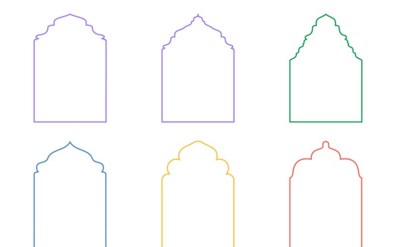Islamic Arch Design Thin Line Set 6 - 5