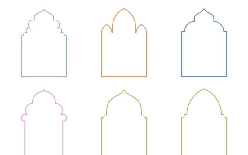 Islamic Arch Design Thin Line Set 6 - 6