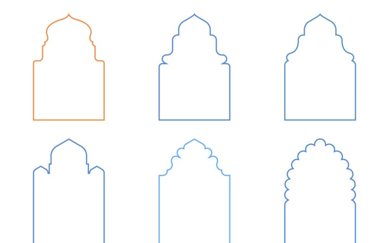 Islamic Arch Design Thin Line Set 6 - 8