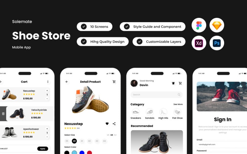 Solemate – mobilní aplikace Obchod s obuví