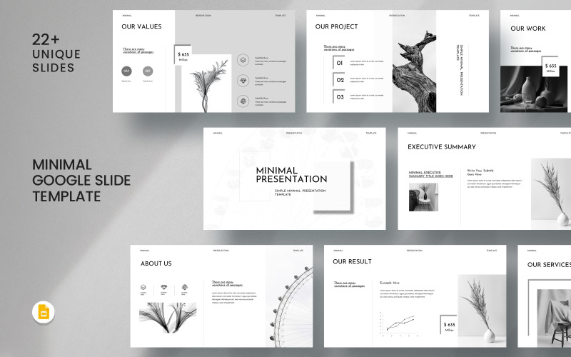 Einfache, minimalistische Google Slide-Vorlage_