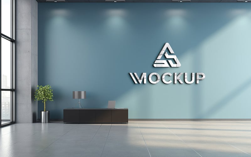 3d wall logo mockup template psd