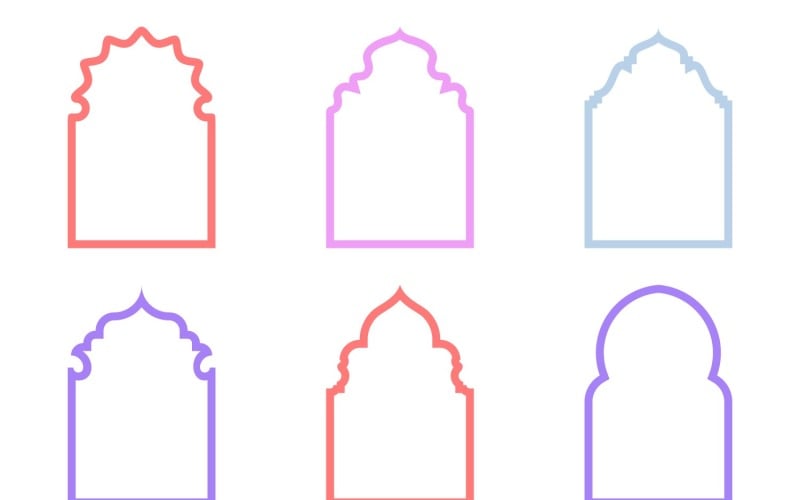 Islamic Arch Design Bold Line Set 6 - 32