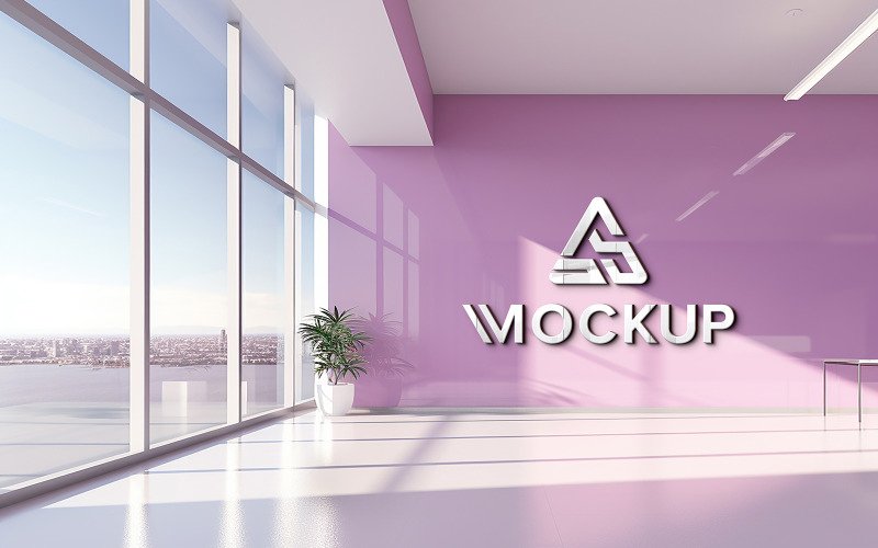 Logo mockup on company office wall