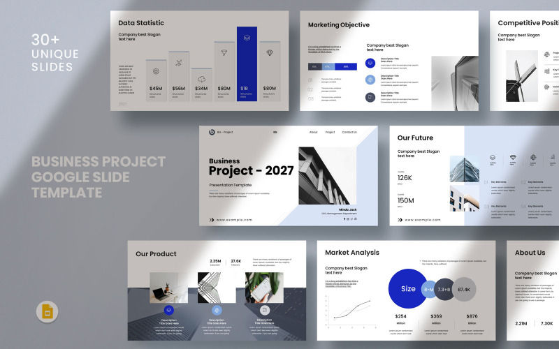 Plantilla de diapositiva de Google para proyecto empresarial
