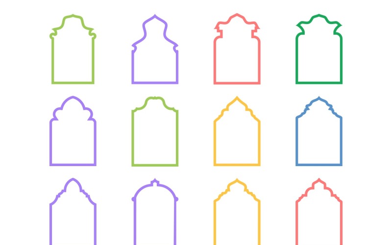 Conjunto de líneas en negrita con diseño de arco islámico 12 - 12