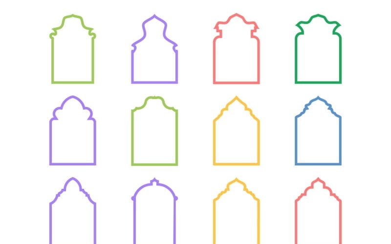 Islamic Arch Design Bold Line Set 12 - 12