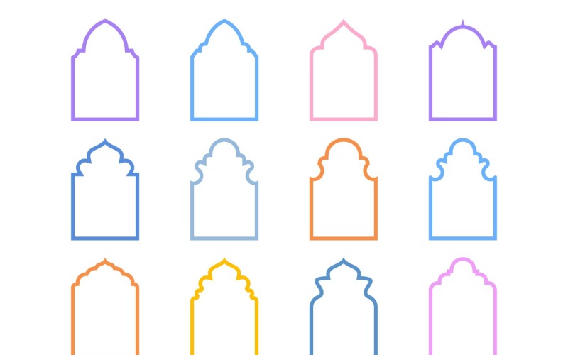 Islamic Arch Design Bold Line Set 12 - 13