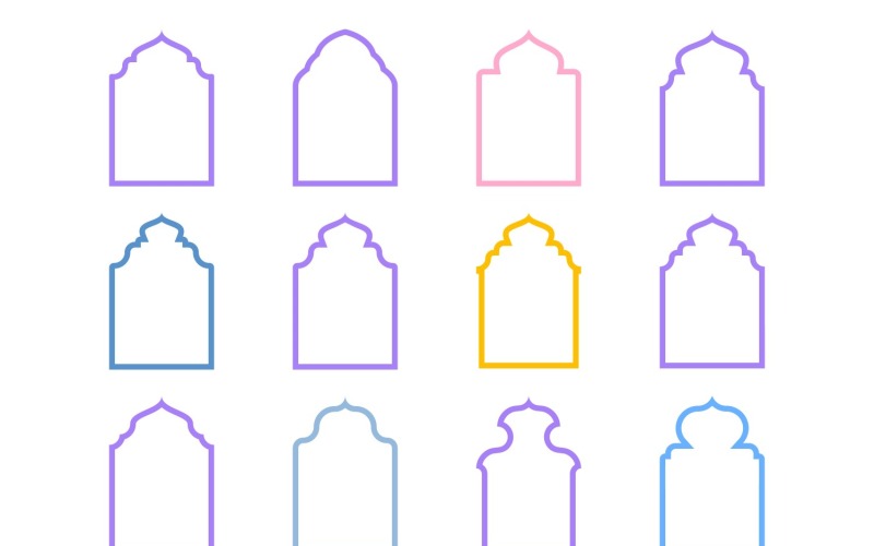 Islamic Arch Design Bold Line Set 12 - 14