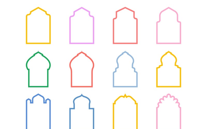 Islamic Arch Design Bold Line Set 12 - 15