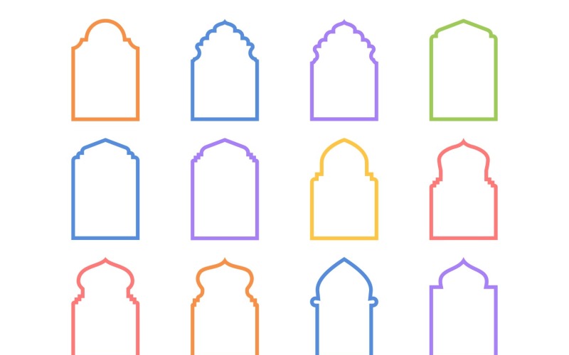 Islamic Arch Design Bold Line Set 12 - 9