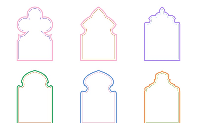 Islamic Arch Design dvojité linie Sada 6 - 12