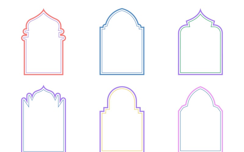 Ensemble de lignes doubles de conception d'arc islamique 6 à 13