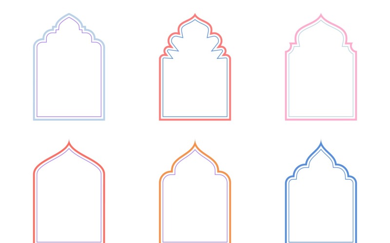 Islamic Arch Design dubbla linjer Set 6 - 14