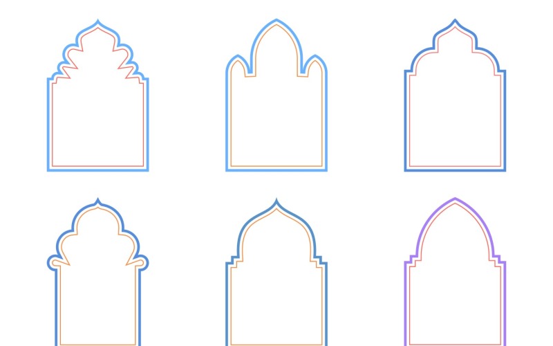 Ensemble de lignes doubles de conception d'arc islamique 6 - 6