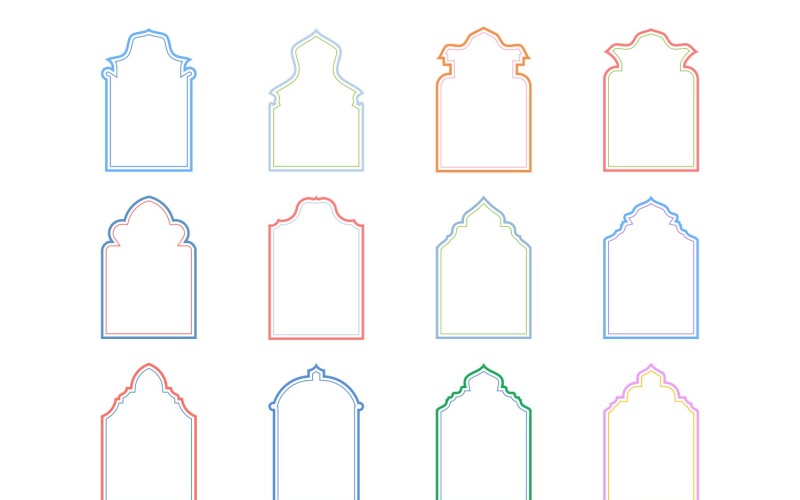 Islamic Arch Design dubbla linjer Set 12 - 12