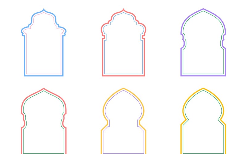 Islamic Arch Design dubbla linjer Set 6 - 19